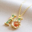 Personalised Floral 'H' Initial Necklace in Gold