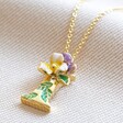 Personalised Floral 'I' Initial Necklace in Gold
