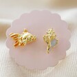 Lisa Angel Mismatched Fish and Shell Earrings in Gold