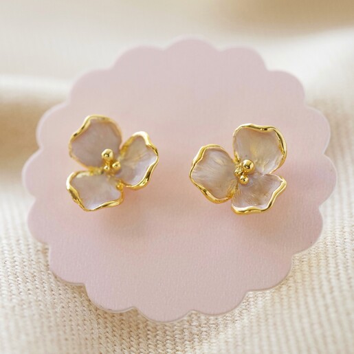 Lisa Angel Trillium Flower Stud Earrings in Gold