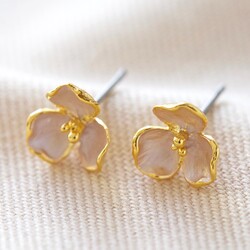 Trillium Flower Stud Earrings in Gold