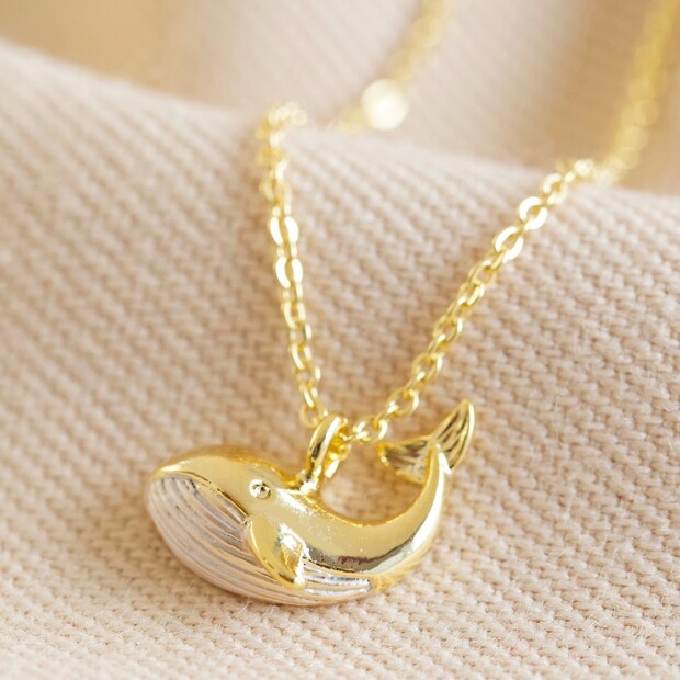 White and Gold Whale Pendant Necklace White and Gold Whale Pendant Necklace