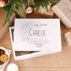 Personalised Toy Surprise White Wooden Christmas Eve Box
