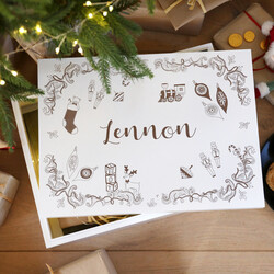 Personalised Engraved Toy Print White Wooden Christmas Eve Box