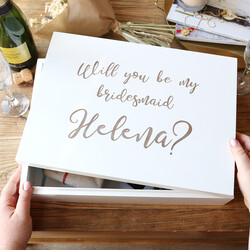 Personalised 'Bridesmaid' White Wooden Box
