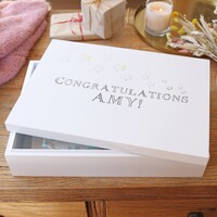 Personalised 'Congratulations' Large White Wooden Box