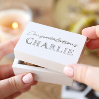 Personalised Congratulations Small White Wooden Box