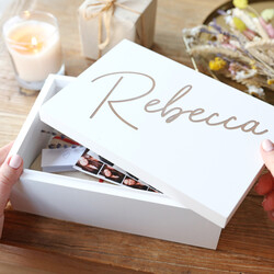 Personalised Engraved White Wooden Box
