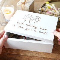 Personalised 'Your Drawing' Medium White Wooden Box