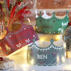 Set of Three Personalised Paper Christmas Folklore Crowns