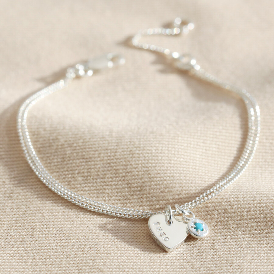 Praymos Bracciale Infinity Donna In Argento 925 Con Ciondolo Cuore E Pietra Portafortuna, Catena Regolabile, Gioiello Regalo