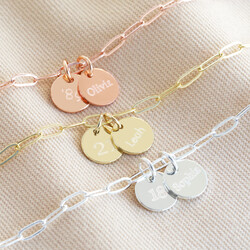 Personalised Birthday Double Charm Rectangle Chain Bracelet