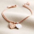 Lisa Angel Delicate Personalised Double Hammered Heart Charm Bracelet