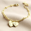 Lisa Angel Gold Personalised Double Hammered Heart Charm Bracelet
