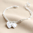 Lisa Angel Silver Personalised Double Hammered Heart Charm Bracelet