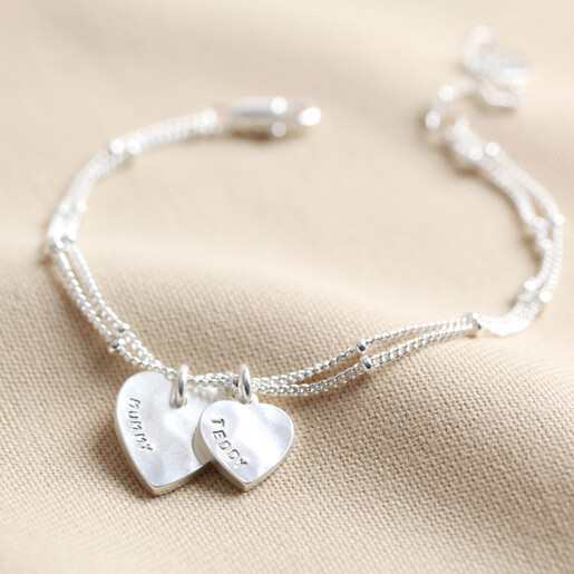 Personalised Sterling Silver Hammered Heart Bracelet