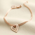 Lisa Angel Rose Gold Personalised Heart Outline Charm Bracelet