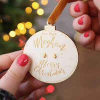 Christmas Tree Stud Earrings on Personalised Wooden Bauble