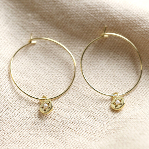 Lisa Angel Gold Personalised Birthstone Charm Hoop Earrings