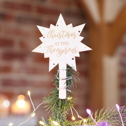 Personalised Engraved Wooden Star Tree Topper