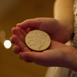 Personalised Wooden 'Believe' Christmas Token