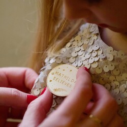 Personalised Wooden 'Believes' Christmas Badge