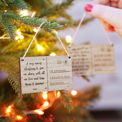 Personalised Wooden Postcard Hanging Decoration