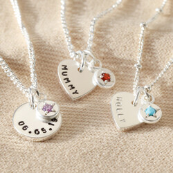 Personalised Sterling Silver Birthstone Charm Necklace