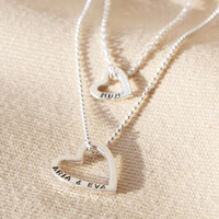 Personalised Sterling Silver Layered Heart Outline Necklace
