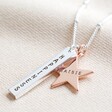 Personalised Affirmation Bar and Charm Necklace in Silver Mixed Metal