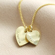 Lisa Angel Gold Personalised Double Hammered Heart Charm Necklace