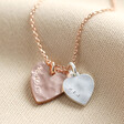 Lisa Angel Mixed Metal Personalised Double Hammered Heart Charm Necklace