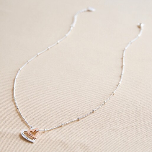 Personalised Double Heart Outline Pendant Necklace