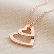 Personalised Double Heart Outline Pendant Necklace in Rose Gold