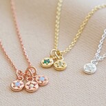 Personalised Family Member Birthstone Charm Necklace