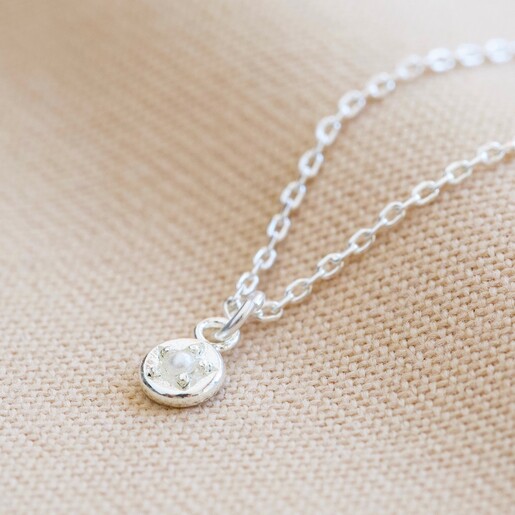 Personalised Family Member Birthstone Charm Necklace in Silver