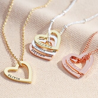 Personalised Family Large Heart Outline Necklace