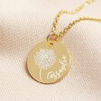 Lisa Angel Gold Personalised Gold Sterling Silver Birth Flower Disc Necklace