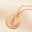Lisa Angel Rose Gold Personalised Gold Sterling Silver Birth Flower Disc Necklace