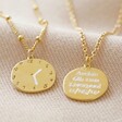 Lisa Angel Engraved Personalised Gold Sterling Silver Clock Pendant Necklace