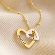 Lisa Angel Hand-Stamped Personalised Gold Sterling Silver Double Heart Outline Necklace