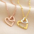 Lisa Angel Ladies' Personalised Gold Sterling Silver Double Heart Outline Necklace