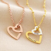 Personalised Vermeil Sterling Silver Double Heart Outline Necklace