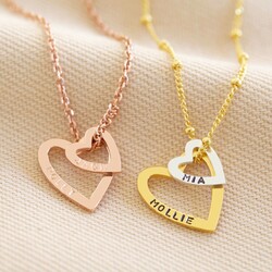 Personalised Double Heart Charm Necklace | Lisa Angel