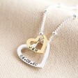 Lisa Angel Ladies' Personalised Gold Sterling Silver Double Heart Outline Necklace
