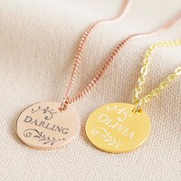 Personalised Gold Sterling Silver Vintage Disc Necklace
