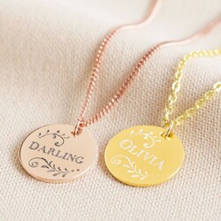 Personalised Gold Sterling Silver Vintage Disc Necklace