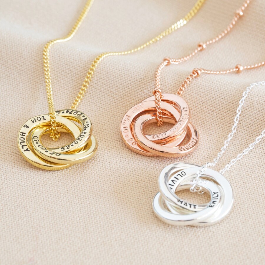 Personalised Three Russian Rings Necklace – soremijewelleryuk