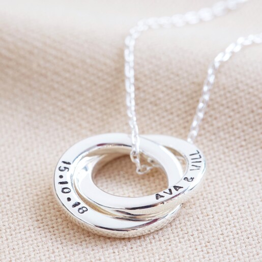 personalised silver interlocking circles necklace o21a3763