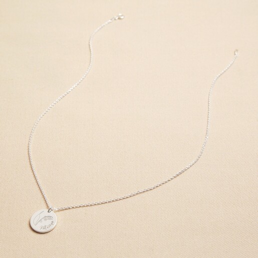 Lisa Angel Personalised Sterling Silver Birth Flower Disc Necklace